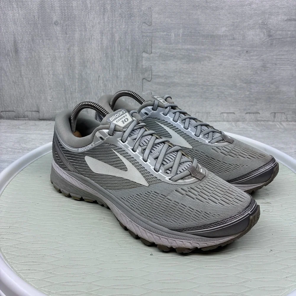 Brooks Ghost 10 Running Shoes Women's 10 Grey Mesh Athletic Sneakers 1202461B144